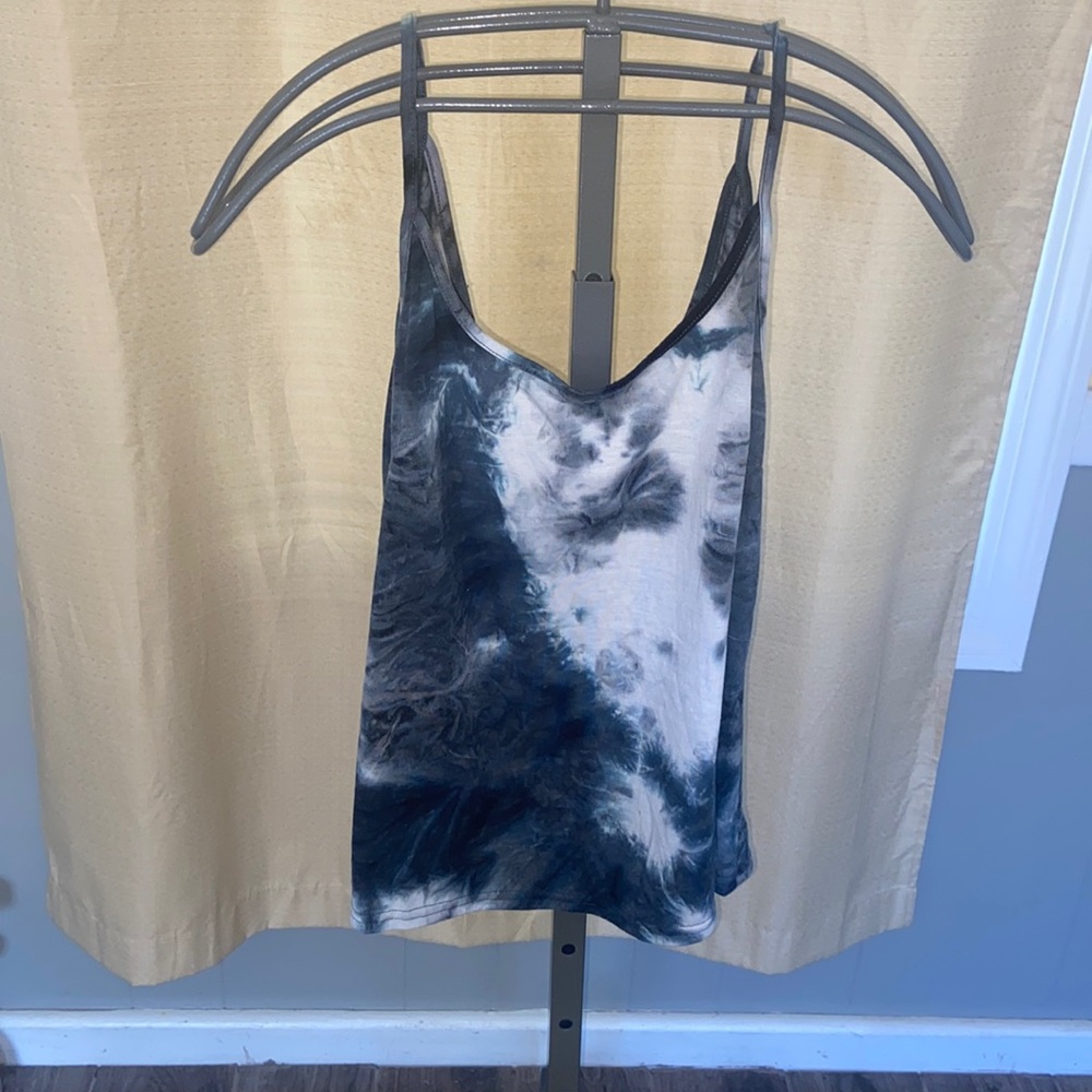 SHEIN blue tie dye open back tie tank top